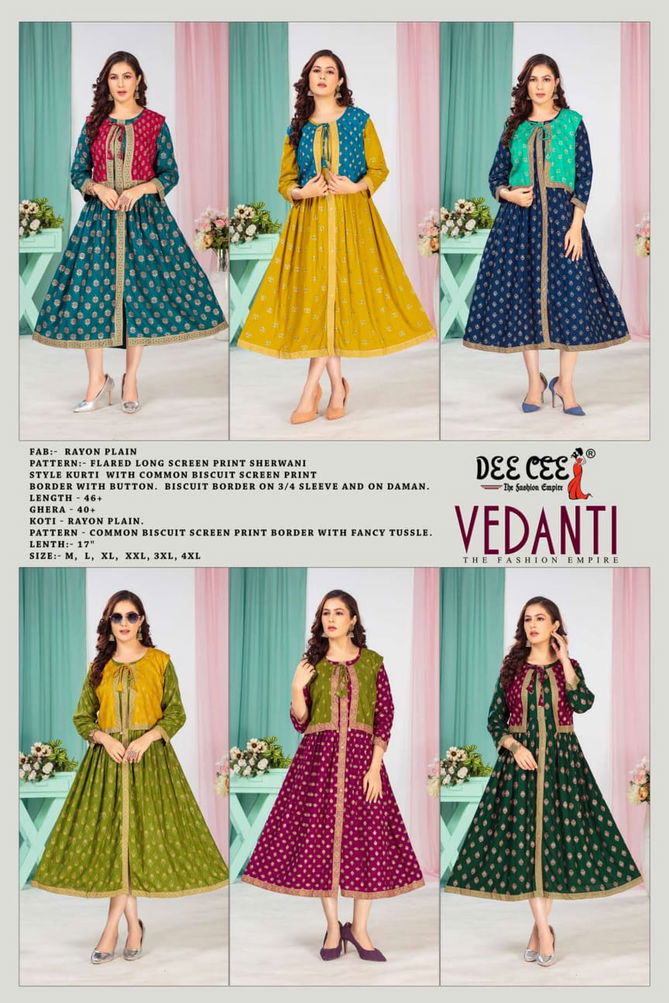 Vedanti By Deecee Beautiful Rayon Anrakali Kurtis Wholesale Market In Surat